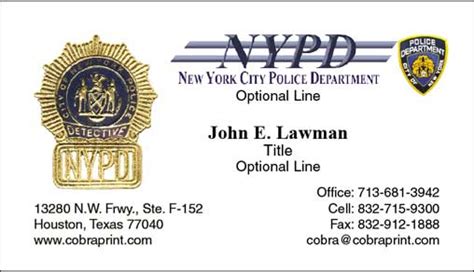 nypd detective business cards.